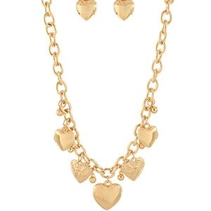 Bold Heart Multi Charm Necklace Set